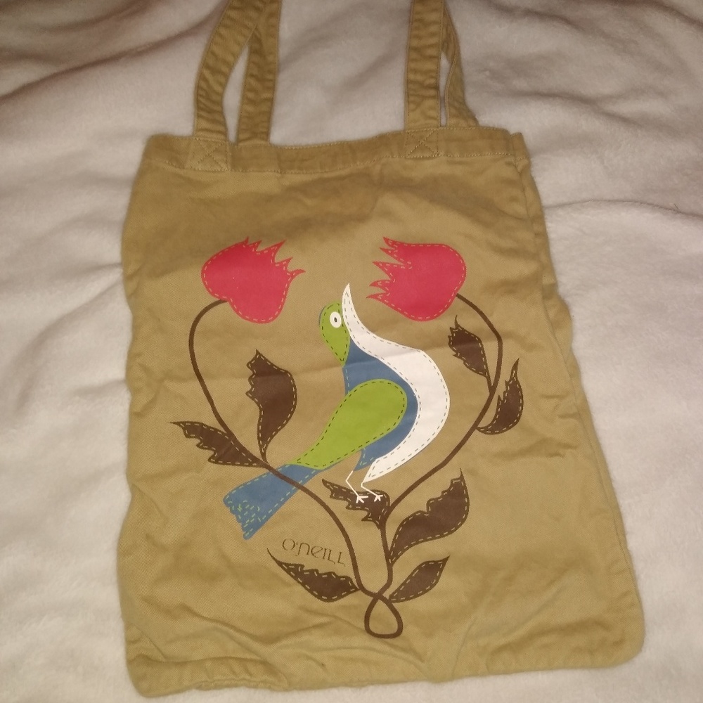 O'Neill tan bag with bird and flowers